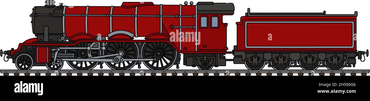 Red Model Steam Engine Hand drawing of a classic red steam locomotive Stock Vector Image & Art ...