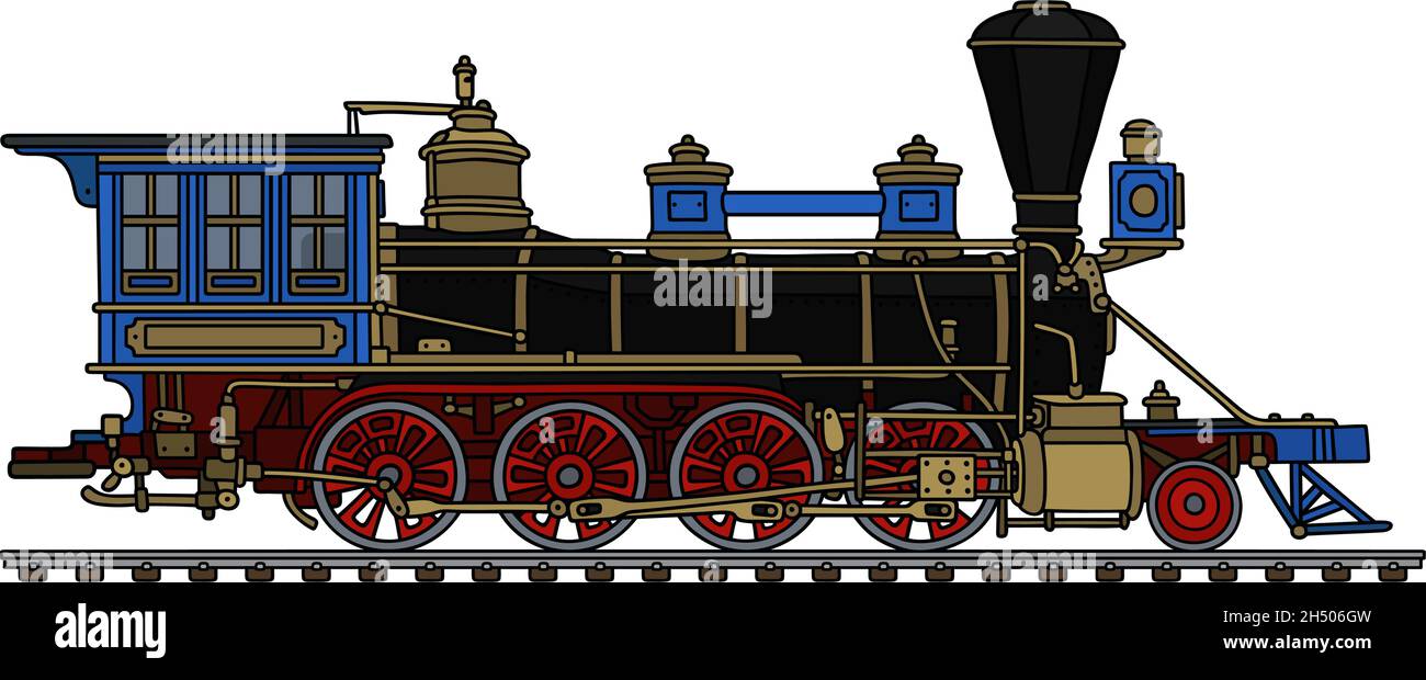 Hand drawing of a vintage american wild west steam locomotive Stock ...