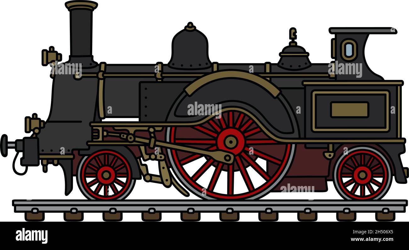 Hand drawing of a vintage black steam locomotive Stock Vector Image ...