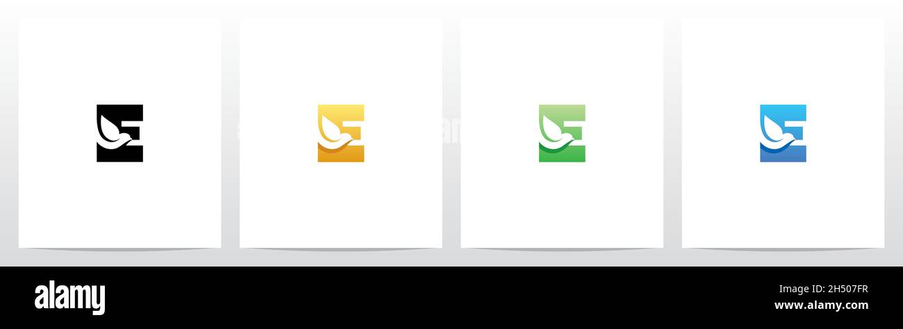 Dove Bird On Letter Logo Design E Stock Vector