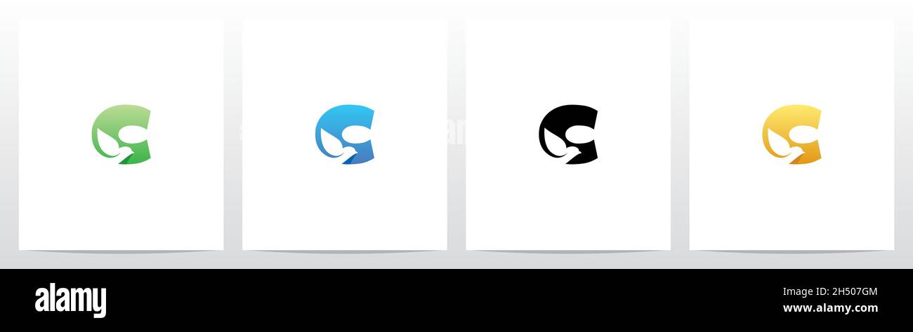 Dove Bird On Letter Logo Design C Stock Vector