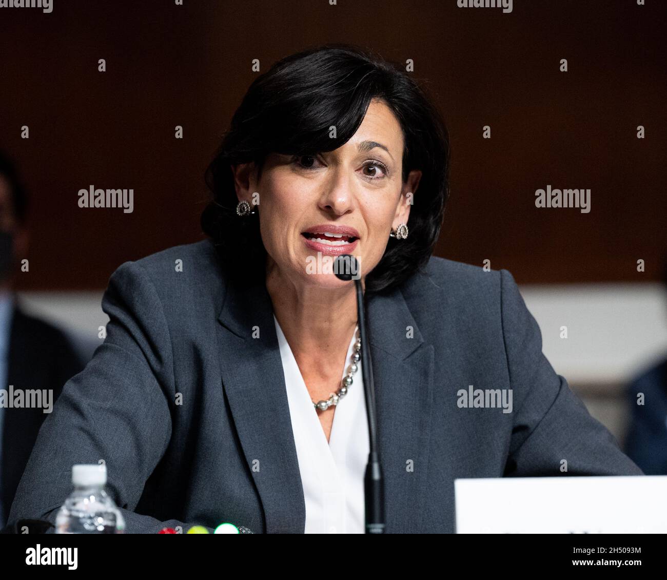 Dr. Rochelle Walensky, Director of the Centers for Disease Control and Prevention, speaking at a hearing of the Senate Health, Education, Labor, and Pensions Committee. Stock Photo