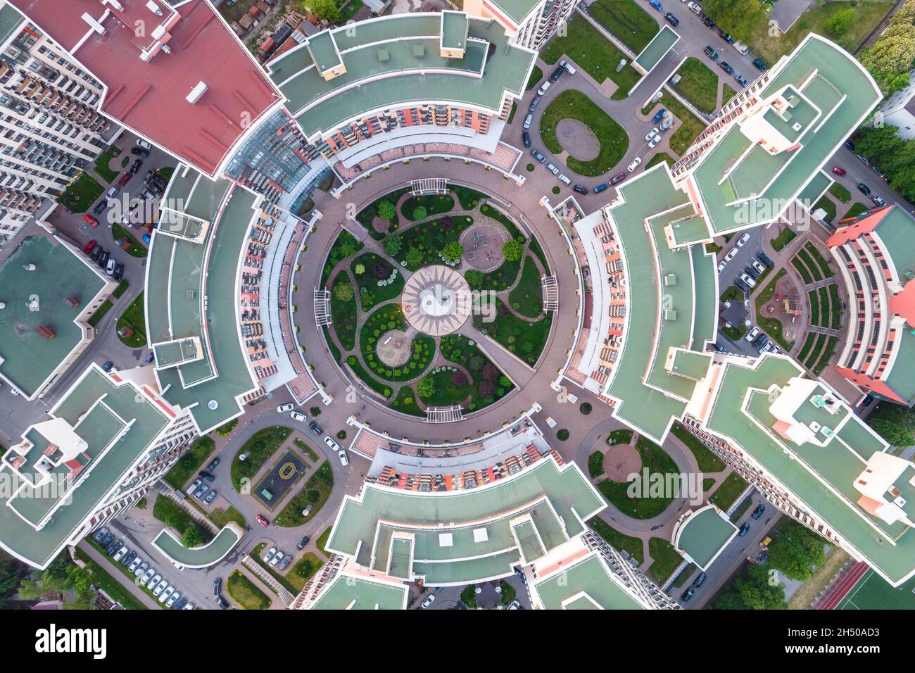 Contemporary drone residential district architecture Stock Photo - Alamy