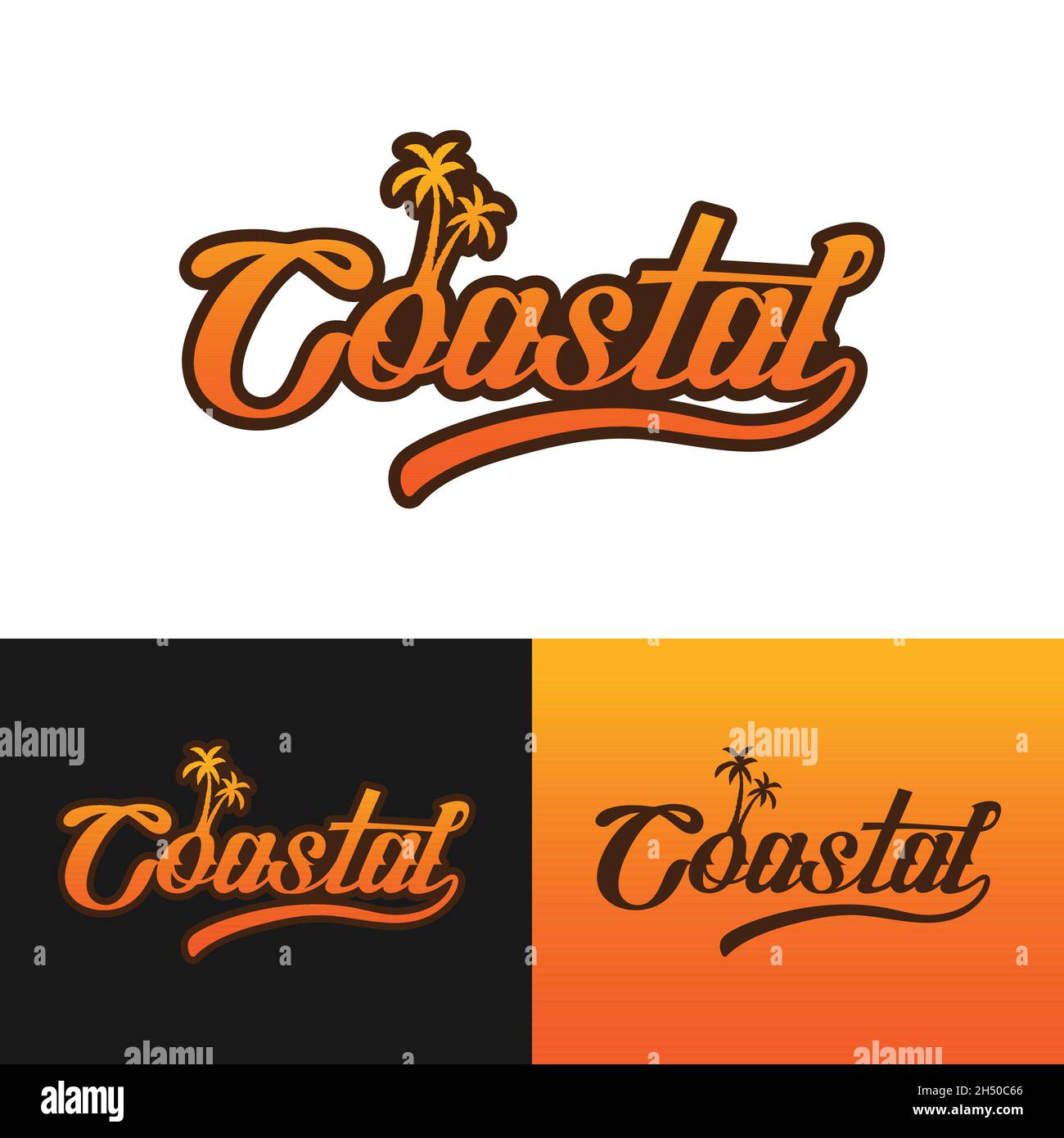 Coastal Wordmark Typography Logo Design Template. Suitable for Coastal Beach Shop Band Brand Apparel Business Company in Vintage Retro Hipster Style. Stock Vector