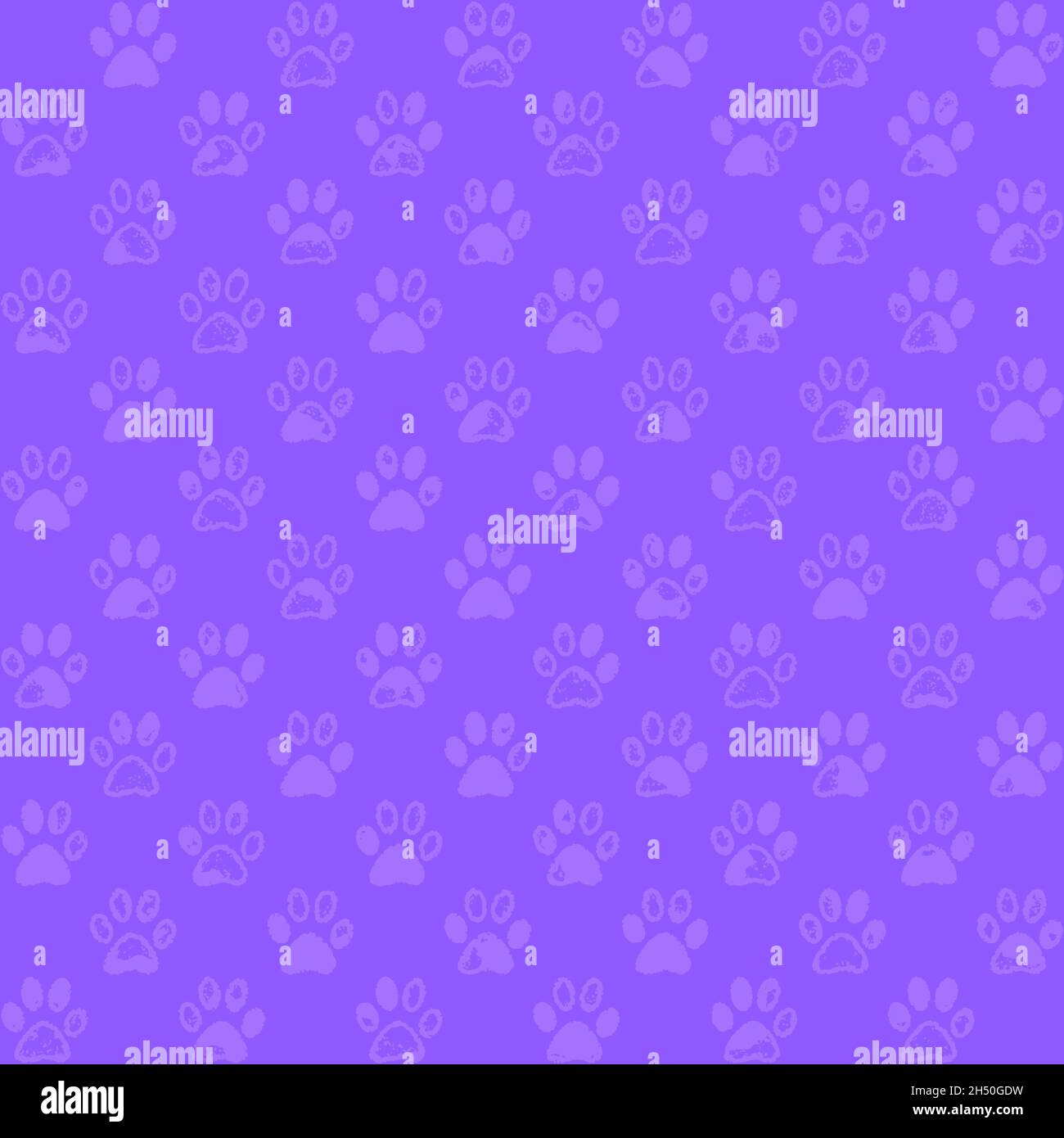 Paw prints in shades of lilac, light on darker background, a seamless pattern Stock Photo
