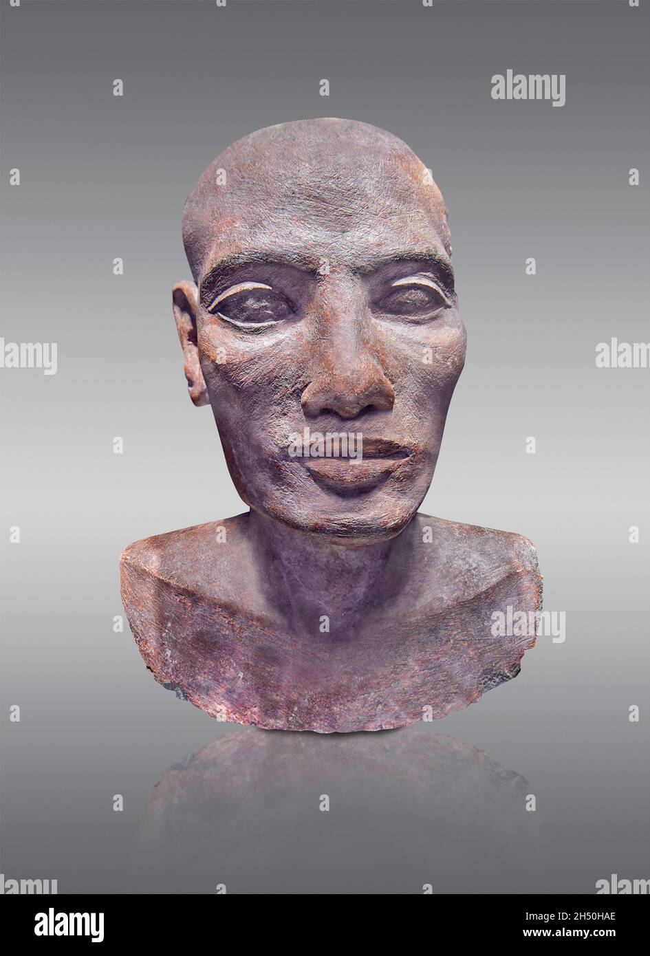 Egyptian statue sculpture of a mans head, limestone, Circa 150 BC, 18th