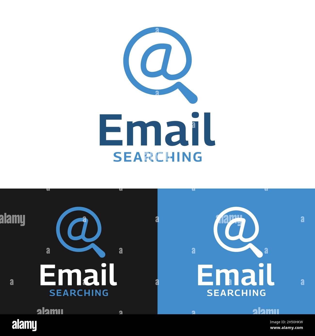 Simple Line Email Searching Logo Design Template. Suitable for Email Service Technology Digital Marketing Business Brand Company Logo Design. Stock Vector