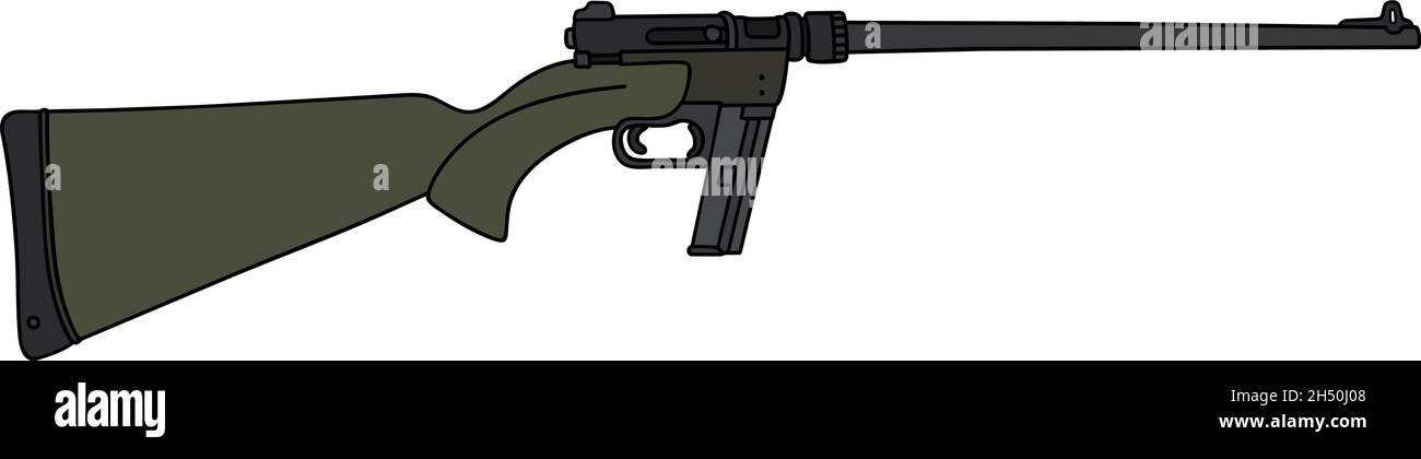 Hand drawing of a dark green small caliber sport rifle Stock Vector