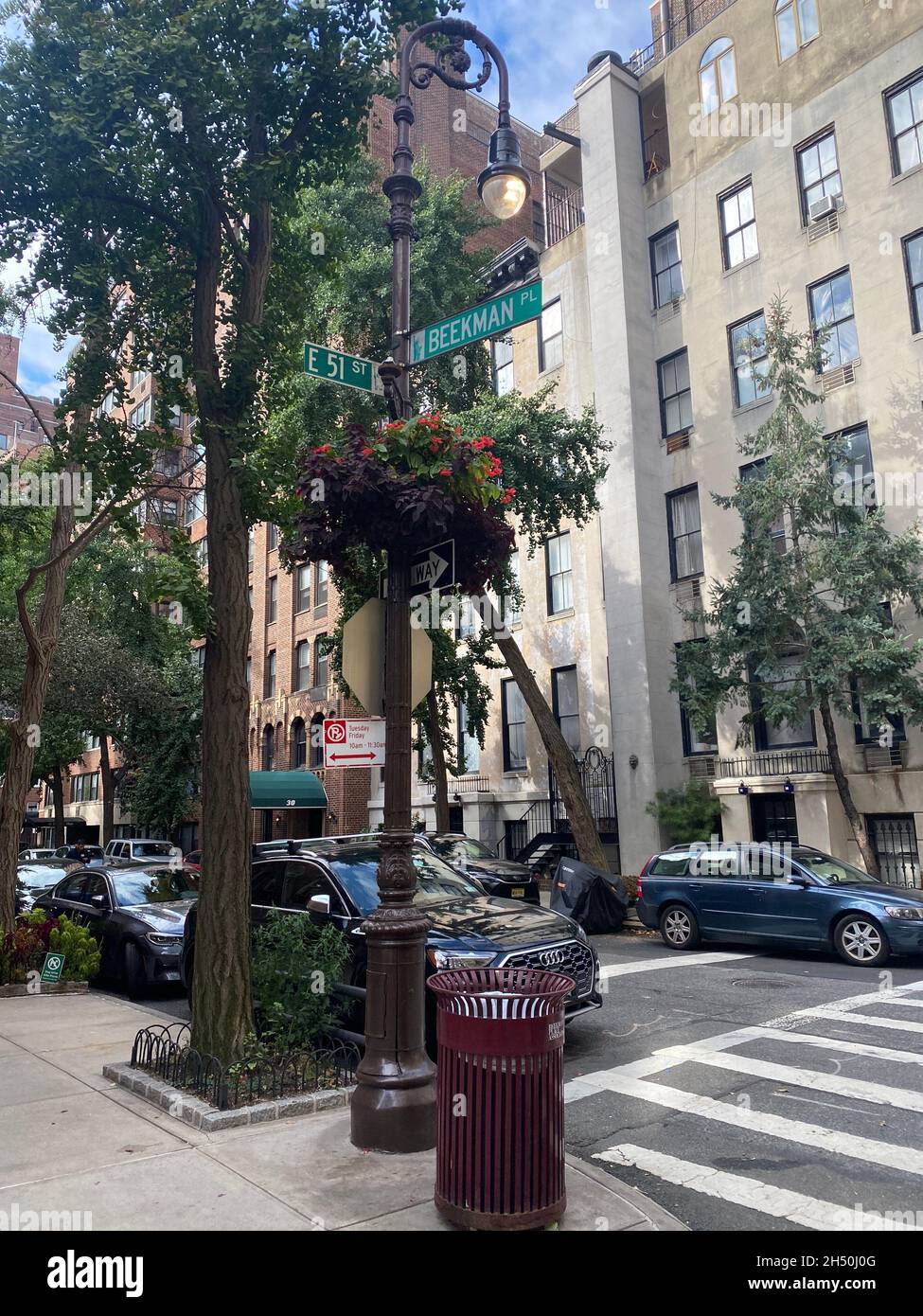 Corner of Beekman Pl. and east 51st Street in Manhattan. Beekman Place