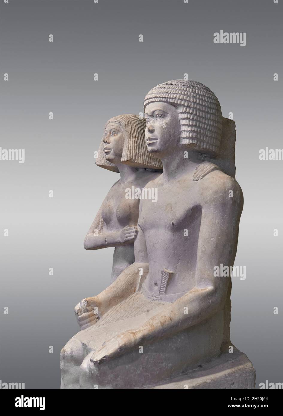 Ancient Egyptian statue of a couple seated, 2453-2420 BC, 5th dynasty ...