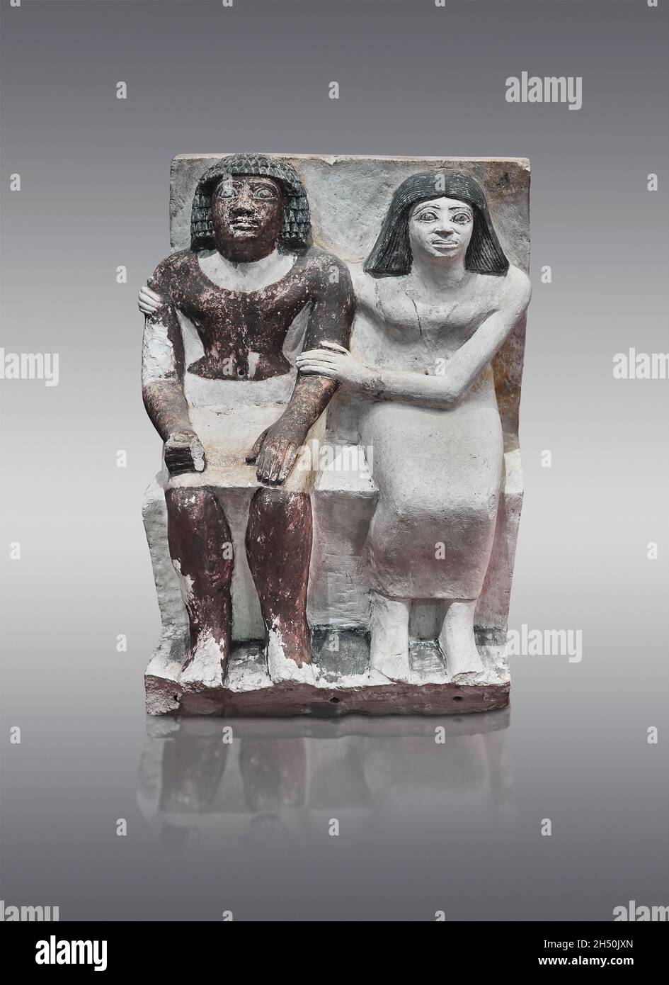 Egyptian statue sculpture of a couple seated, 2350-2200, 6th dynasty ...