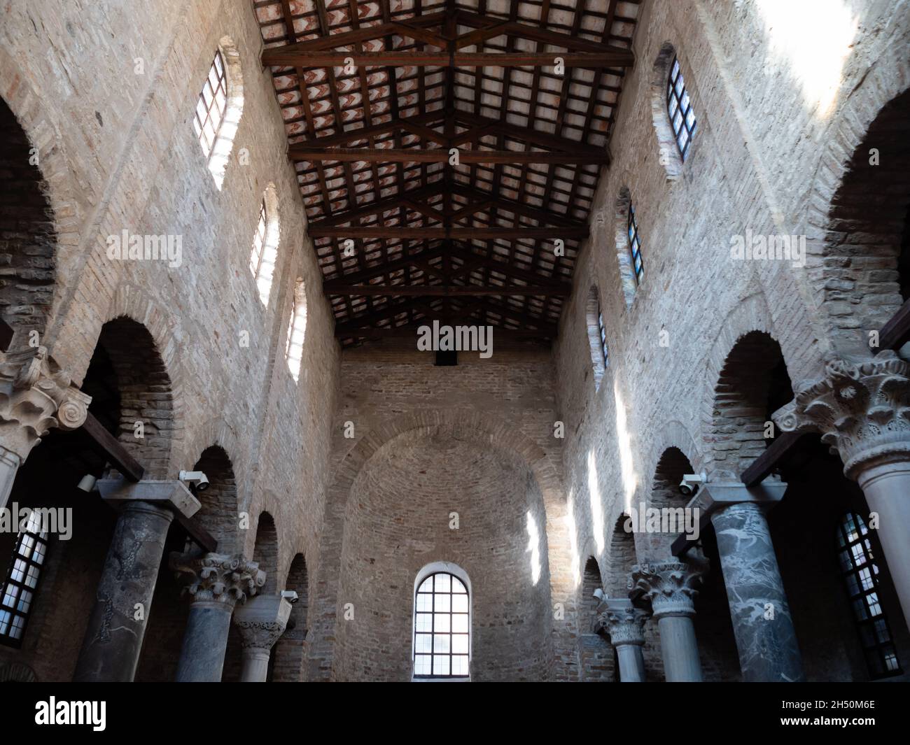 Basilica of Santa Maria delle Grazie Christian Church Interior Nave in Grado, Italy Stock Photo
