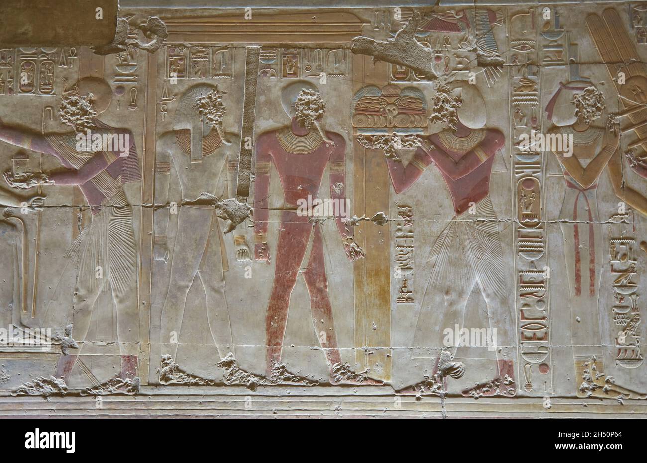 The Intricate Carvings of Seti I's Temple at Abydos Stock Photo