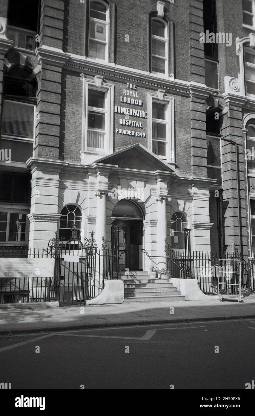 The Royal London Homoeopathic Hospital at Great Ormond Street in London, England on October 2, 1991. In 2010 it became the Royal London Hospital for Integrated Medicine. Stock Photo