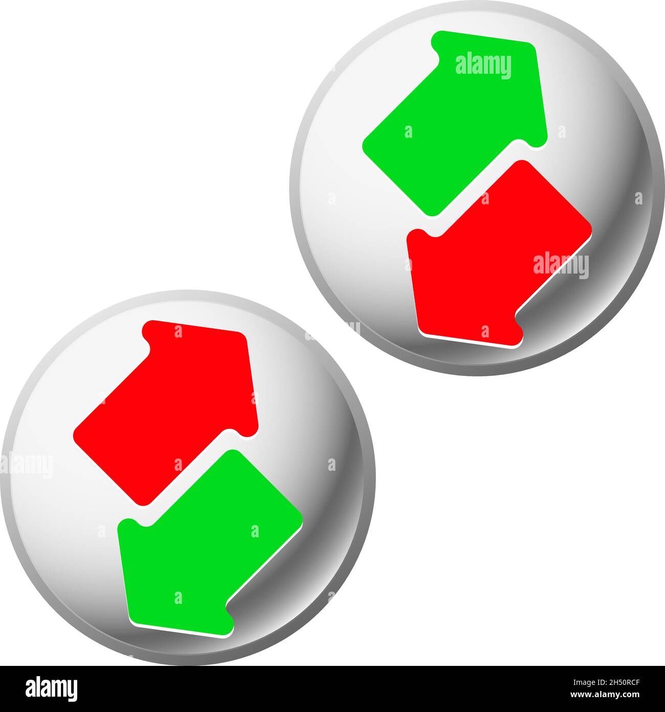 Green and red up and down arrow. Arrow pointing upwards, downwards