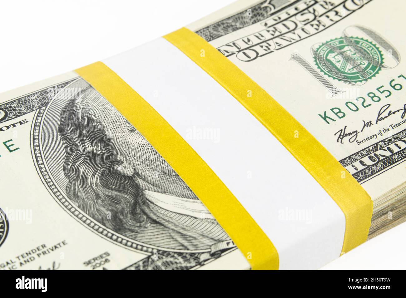 Bundle of US one hundred dollar bills with blank paper currency strap Stock Photo - Alamy for Free Printable Currency Strap Template