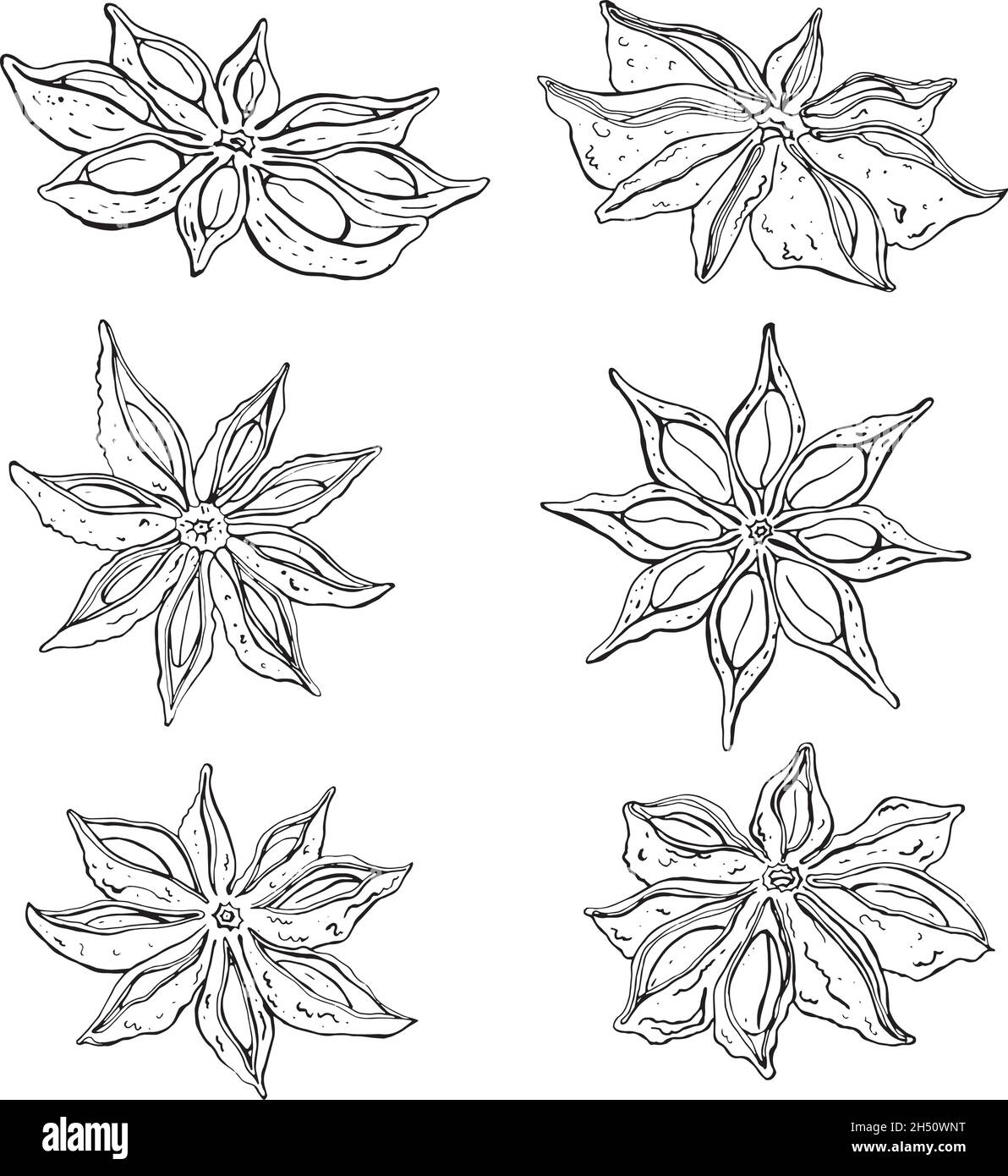 Spices set of linear icons. Vector image Stock Vector