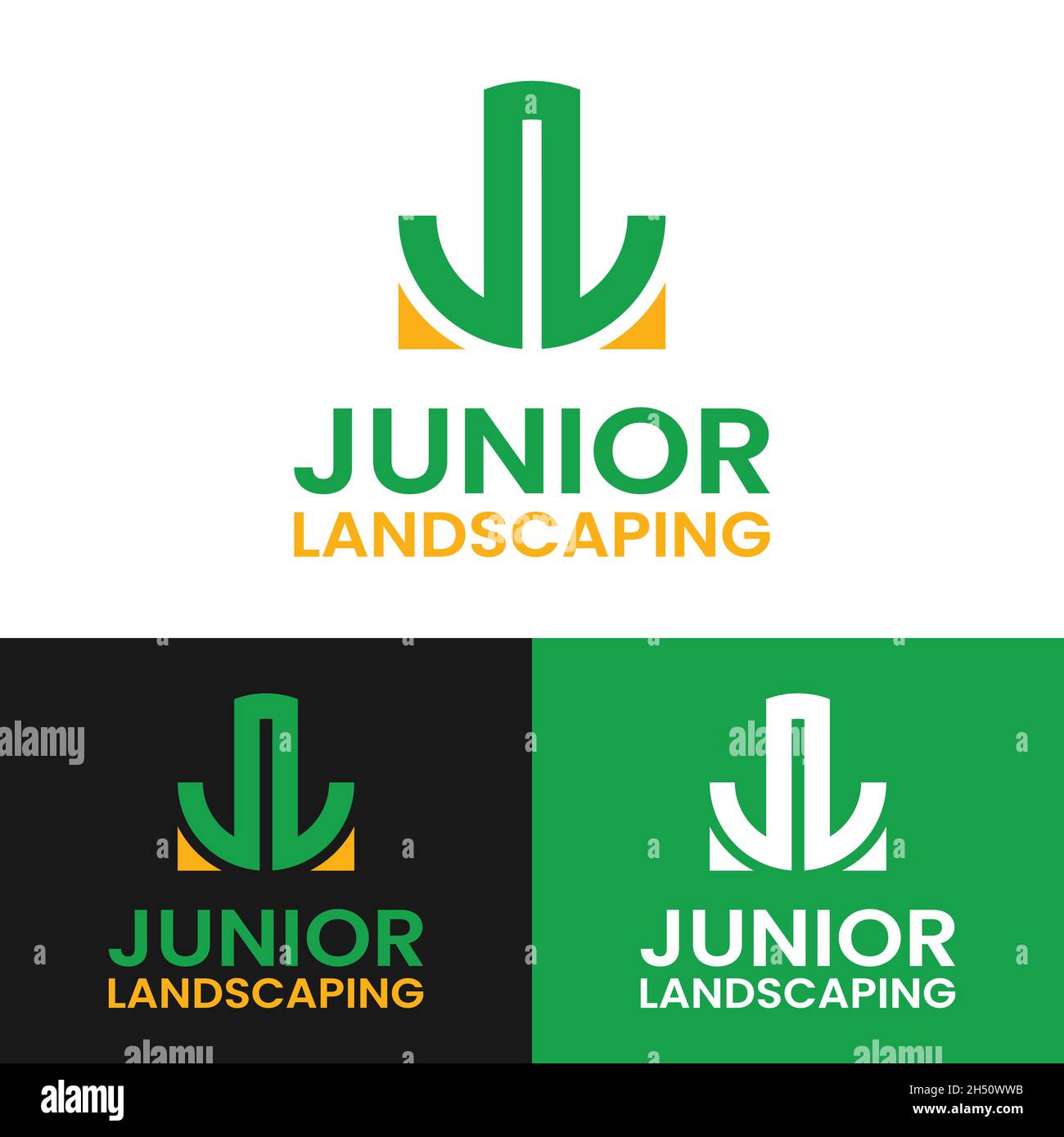 Monogram Letter Initial J L JL LJ for Junior Landscaping Logo Design Template. Suitable for General Landscape Real Estate Finance Company Business Etc Stock Vector