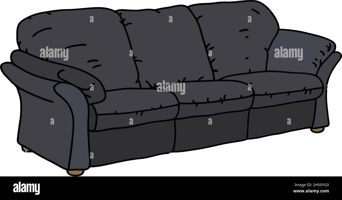 Hand drawing of a black leather sofa Stock Vector