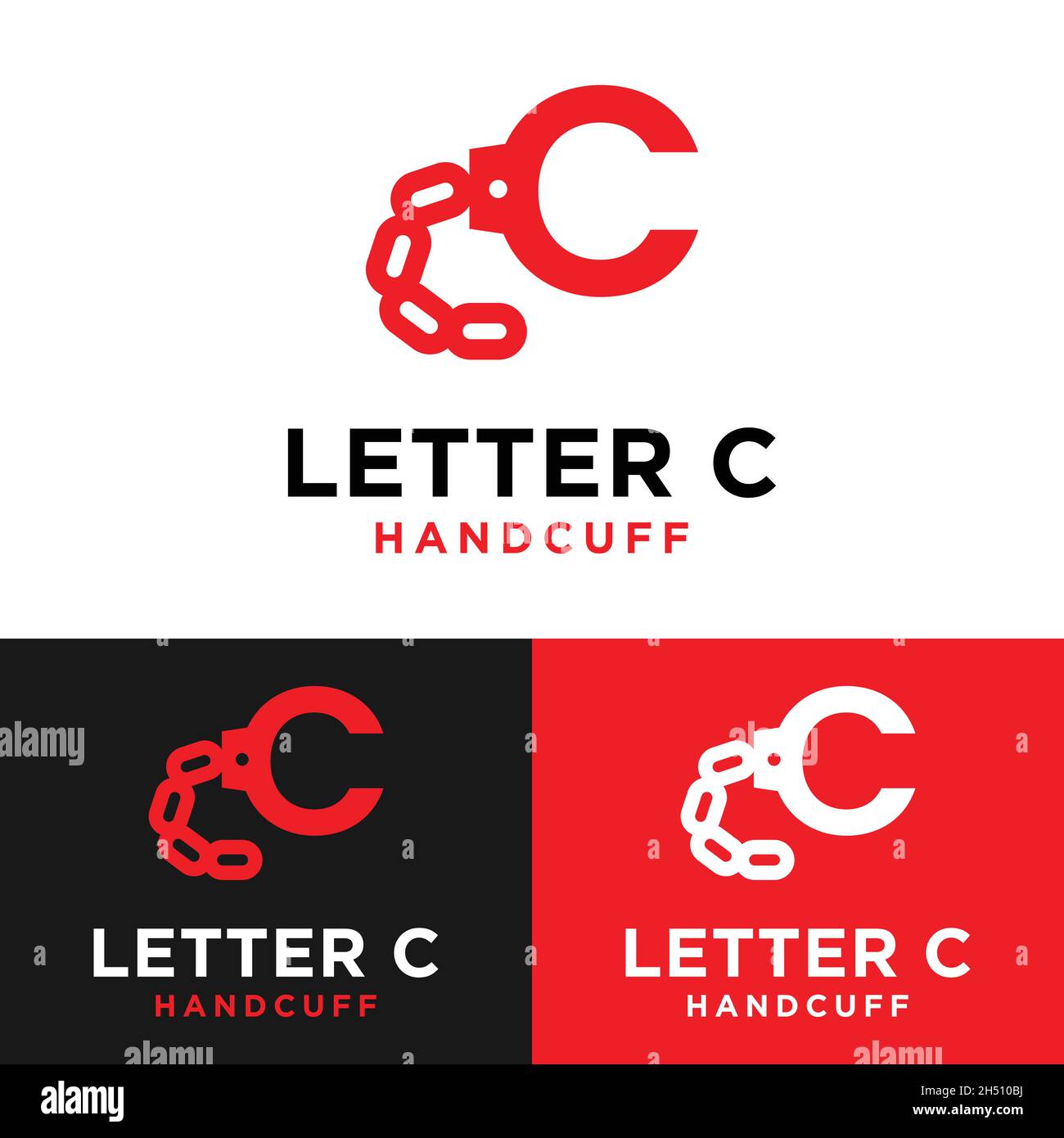 Letter Initial C Handcuff for Crime Criminal Safety Security Police Station Office Logo Design Template. Stock Vector