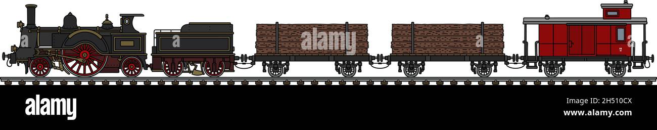 Hand drawing of a vintage steam timber train Stock Vector Image & Art ...