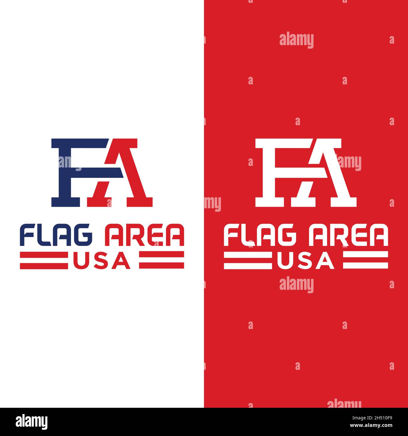 Letter Initial Monogram F A FA AF for Flag Area Logo Design Template. Suitable for America USA United States Flag Gun Shop Apparel Sport Fashion Etc. Stock Vector