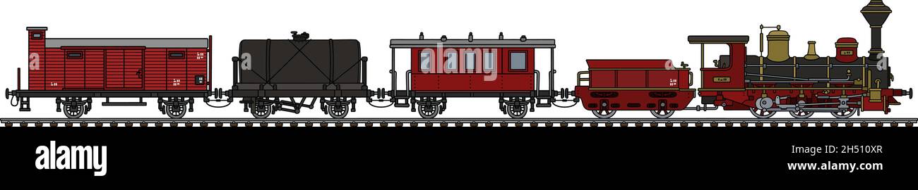 Hand drawing of a vintage steam train Stock Vector Image & Art - Alamy
