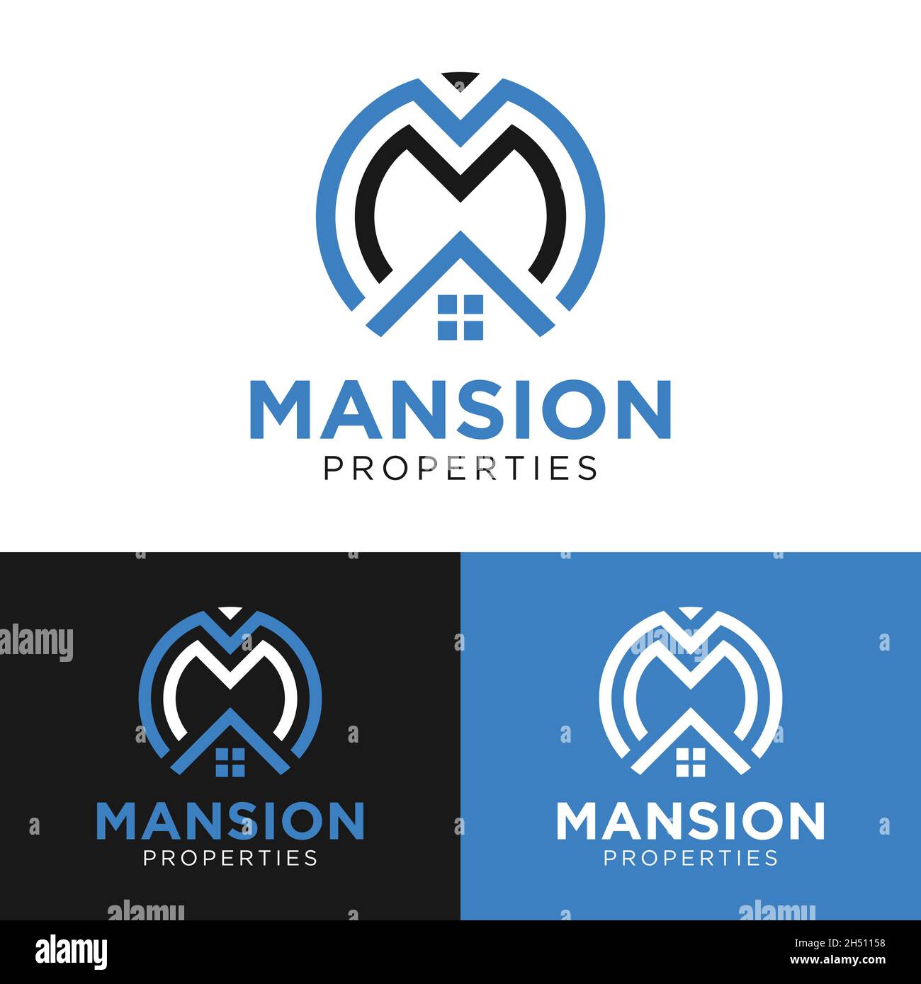 Letter Initial Monogram M or MM for Mansion Logo Design Template. Suitable for Real Estate Realty Realtor Properties Mortgage Construction Development Stock Vector