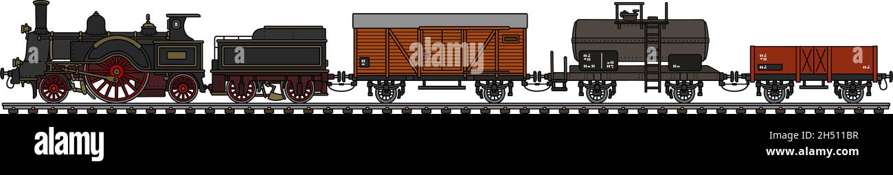 Hand drawing of a vintage steam train Stock Vector Image & Art - Alamy