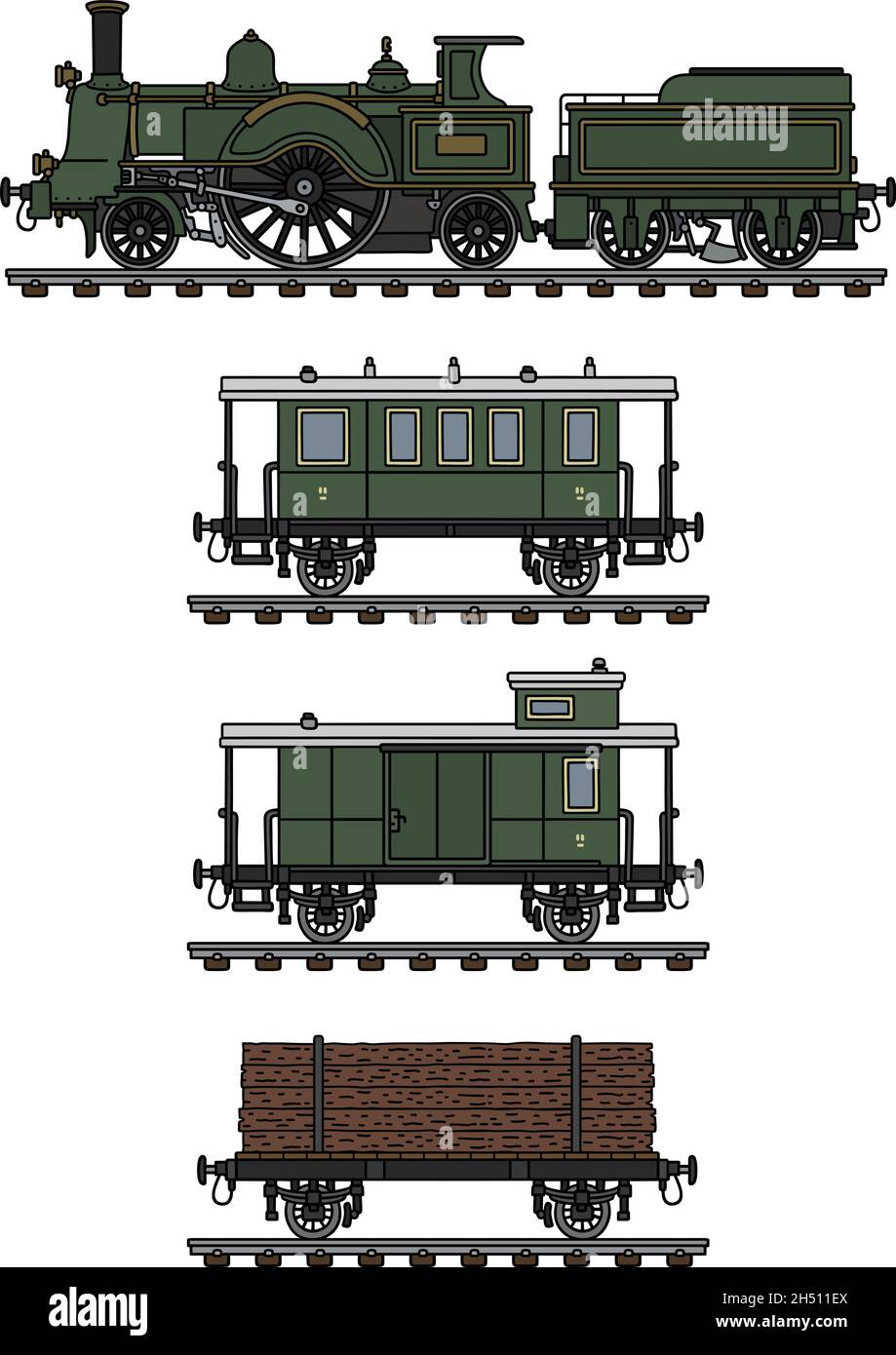 Hand drawing of a vintage steam train Stock Vector Image & Art - Alamy
