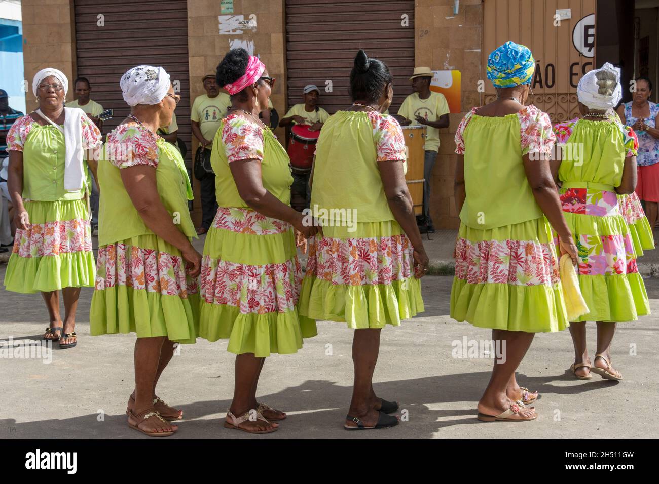 Acupe, Bahia, Brazil - July 03, 2016: Women dancing the samba de roda of the recôncavo in Acupe, Santo Amaro, Bahia, Brazil. Stock Photo