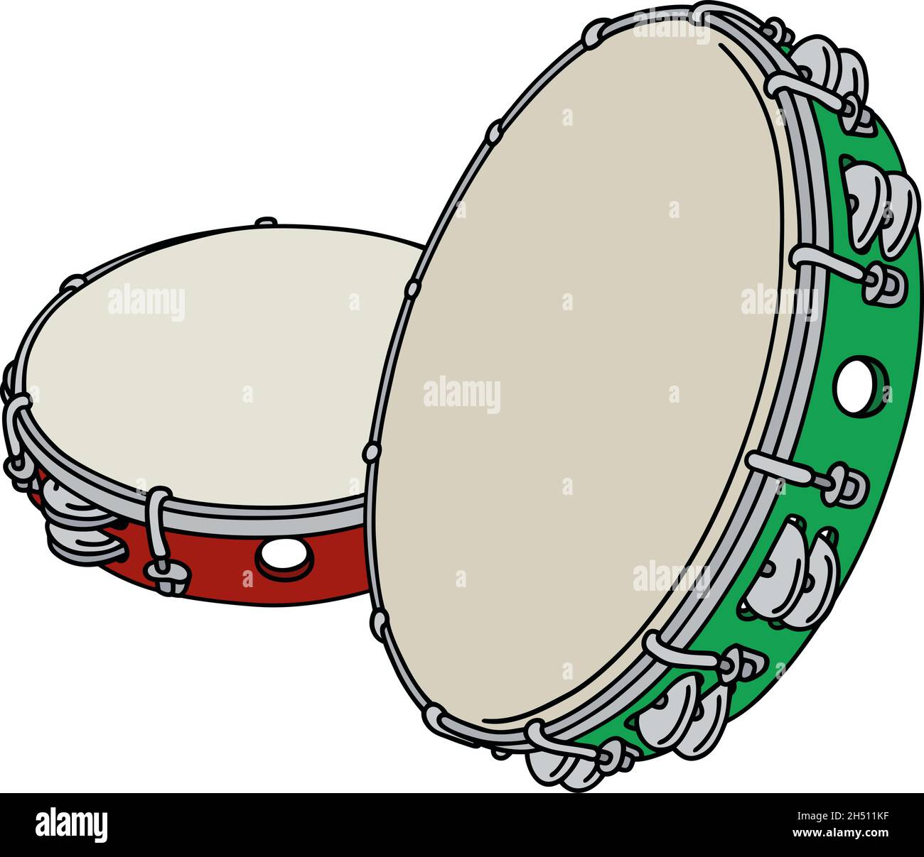 Hand drawing of two tambourines Stock Vector Image & Art - Alamy