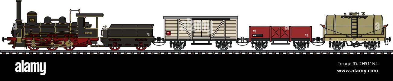 Hand drawing of a vintage freight steam train Stock Vector Image & Art ...