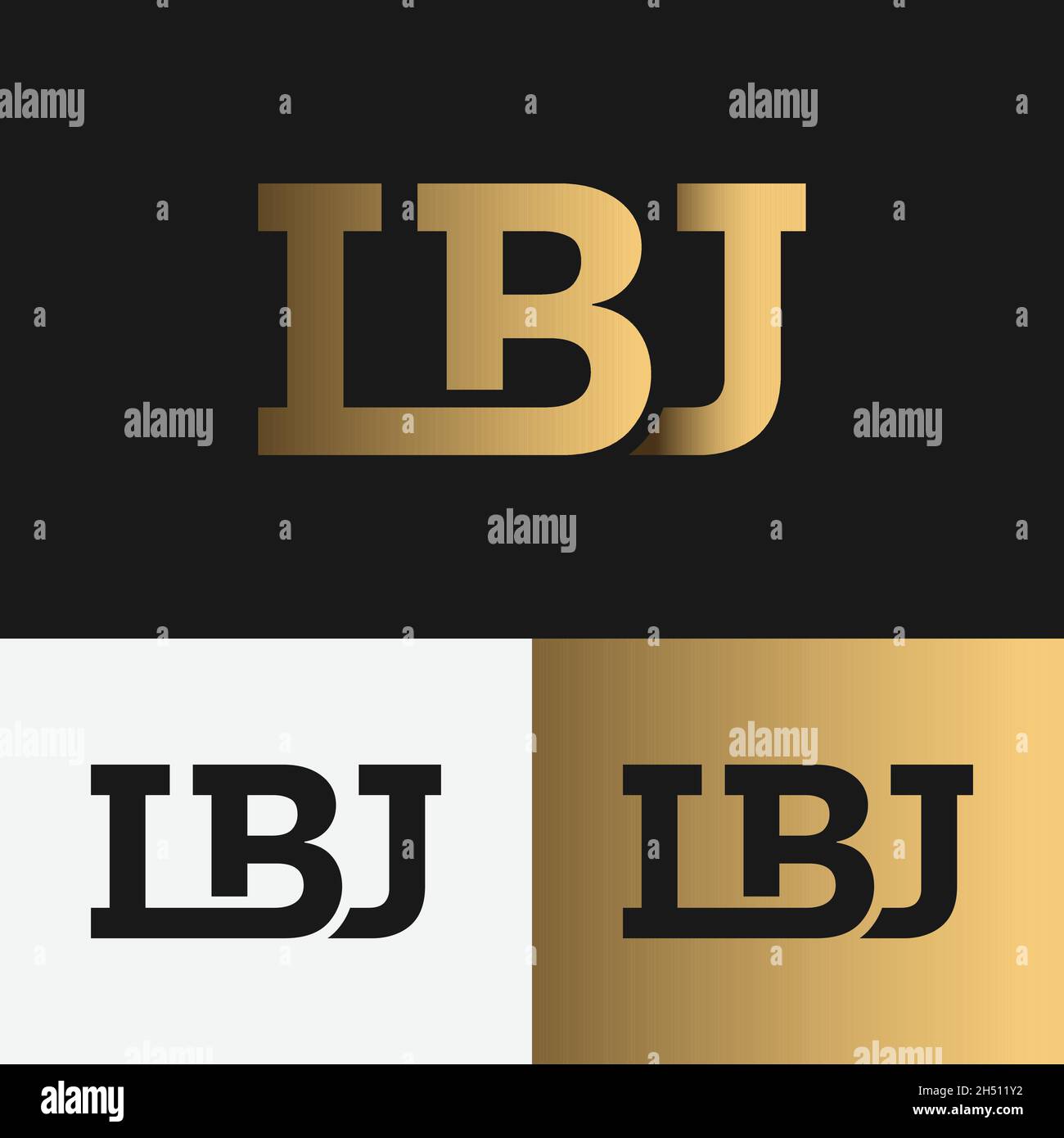 Monogram Letter Initial L B J LBJ Logo Design Template. Suitable for General Sport Fashion Shop or Personal Marketing Business Brand Company Etc. Stock Vector