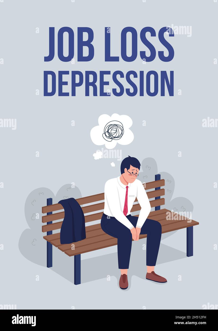 Job loss depression poster flat vector template Stock Vector
