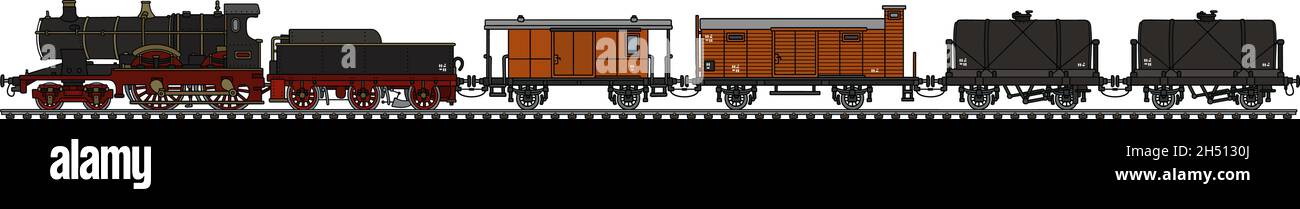 Hand drawing of a vintage freight steam train Stock Vector Image & Art ...