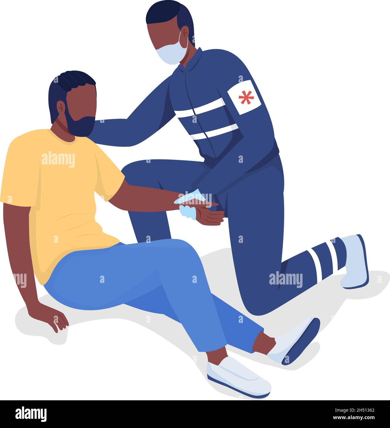 Healthcare professional with patient semi flat color vector characters ...
