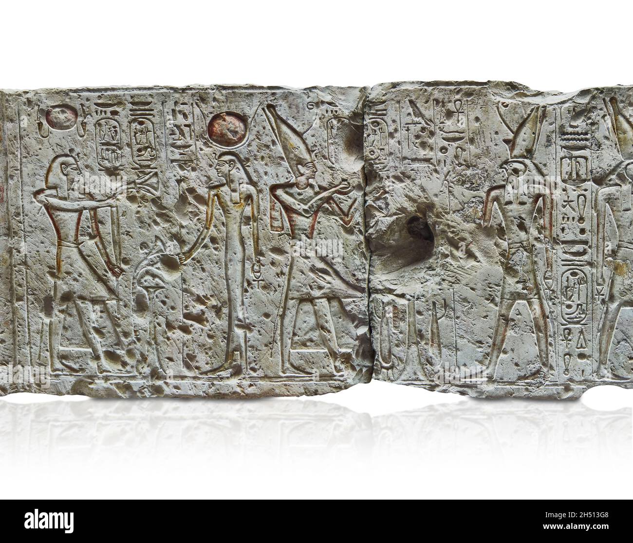 Ancient Egyptian relief mural of Ramesses II making offerings to Osiris ...