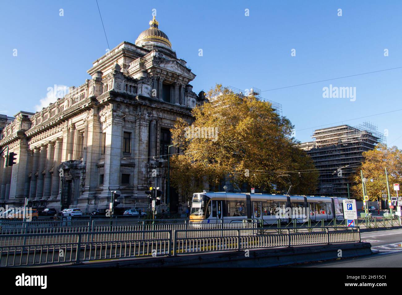 Brussels, Belgium, November 5, 2021. The Palais de Justice in Brussels is an imposing building in an eclectic style of Greco-Roman inspiration located Stock Photo