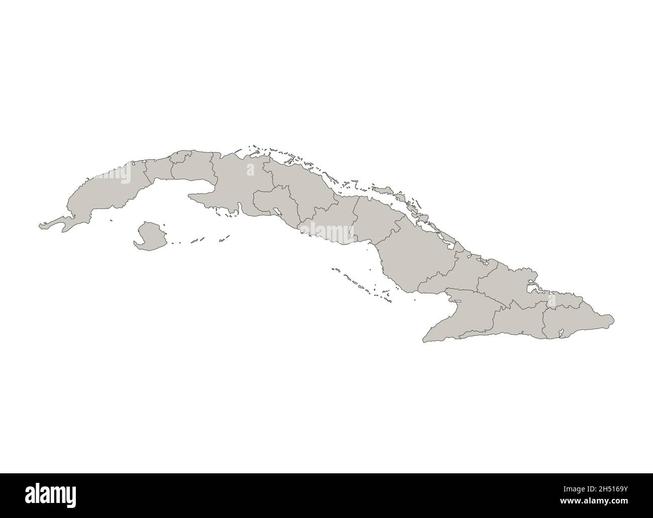 Cuba map, individual regions, blank Stock Photo