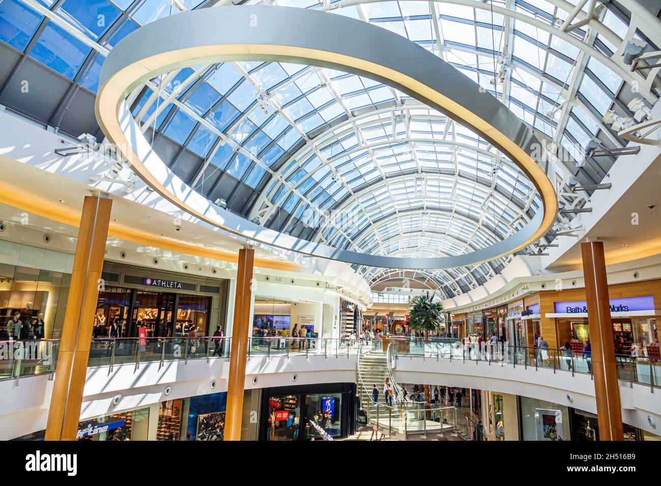 Orlando Florida,The Mall at Millenia,shopping shops markets marketplace  selling retail stores businesses,atrium skylight veranda interior inside  Stock Photo - Alamy