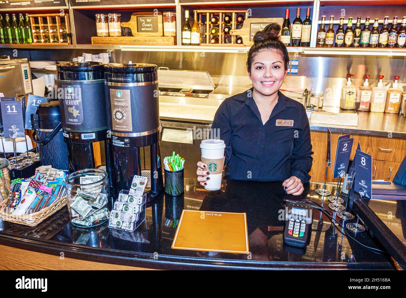 Courtyard by marriott hotel lobby cafe starbucks coffee barista hires