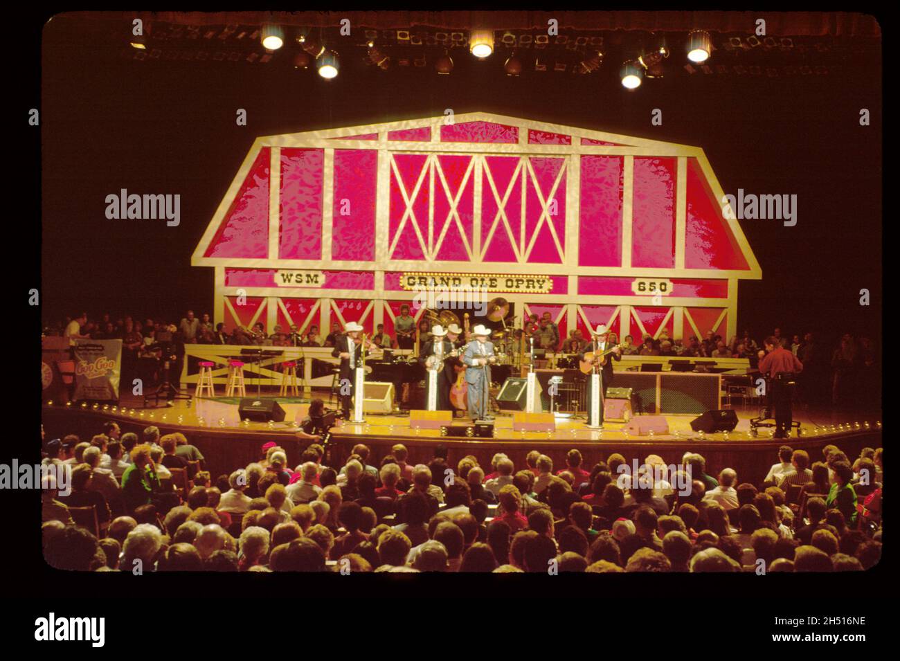 Nashville Tennessee,country music,Grand Ole Opry House,Bill Monroe performing Father of Bluegrass,stage musicians performers preformance audience fans Stock Photo