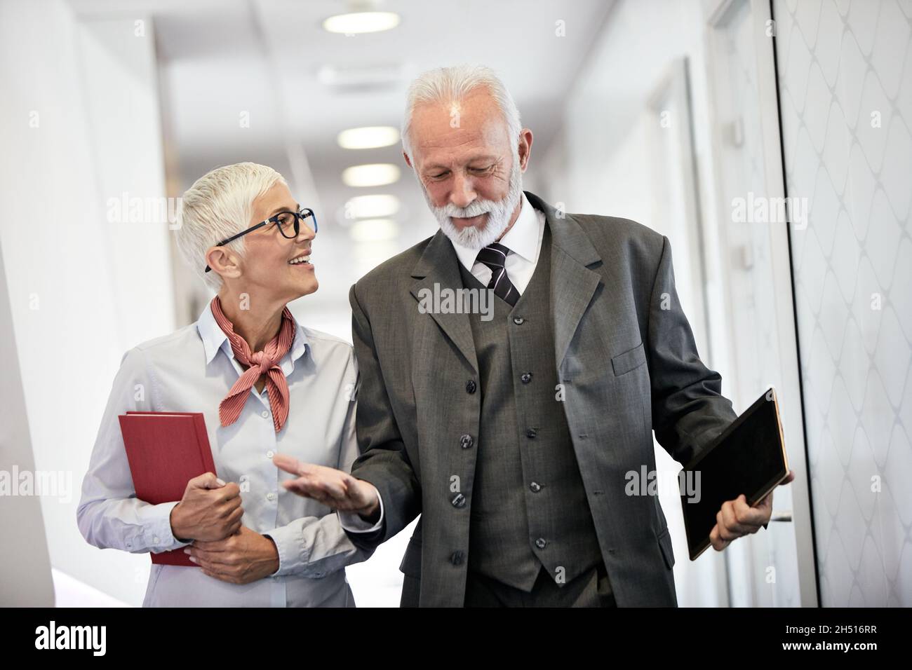 senior busniess people talking office communication Stock Photo