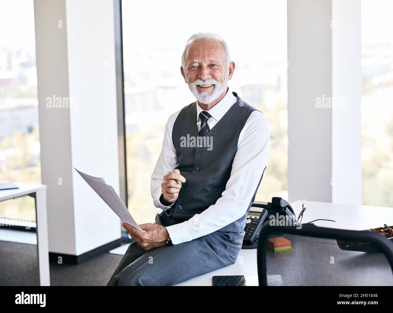 senior businessman tablet portrait office executive Stock Photo