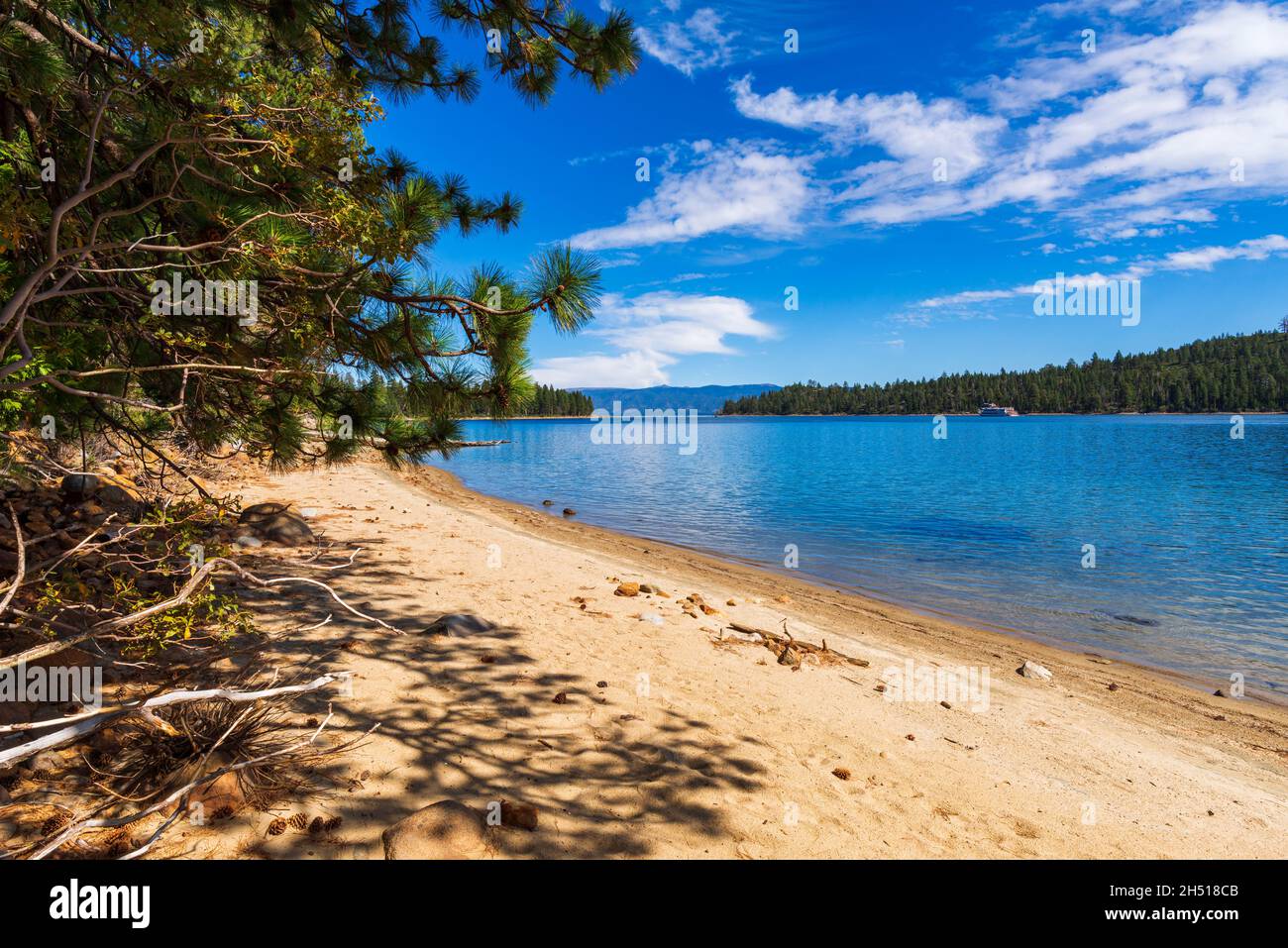 Emerald Bay and tour boat from the Rubicon Trail, Emerald Bay State