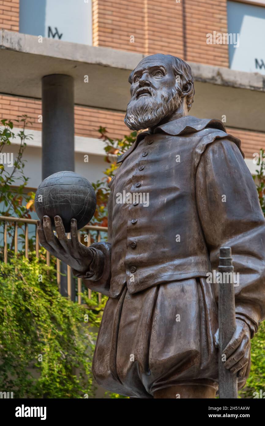 Galileo Galilei statue in Pisa, Italy. This bronze, made by the