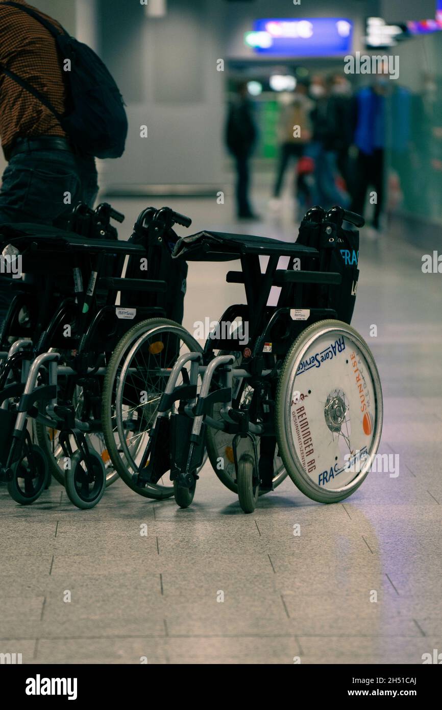 Wheelchair prepare for disability passenger at Airport Stock Photo Alamy