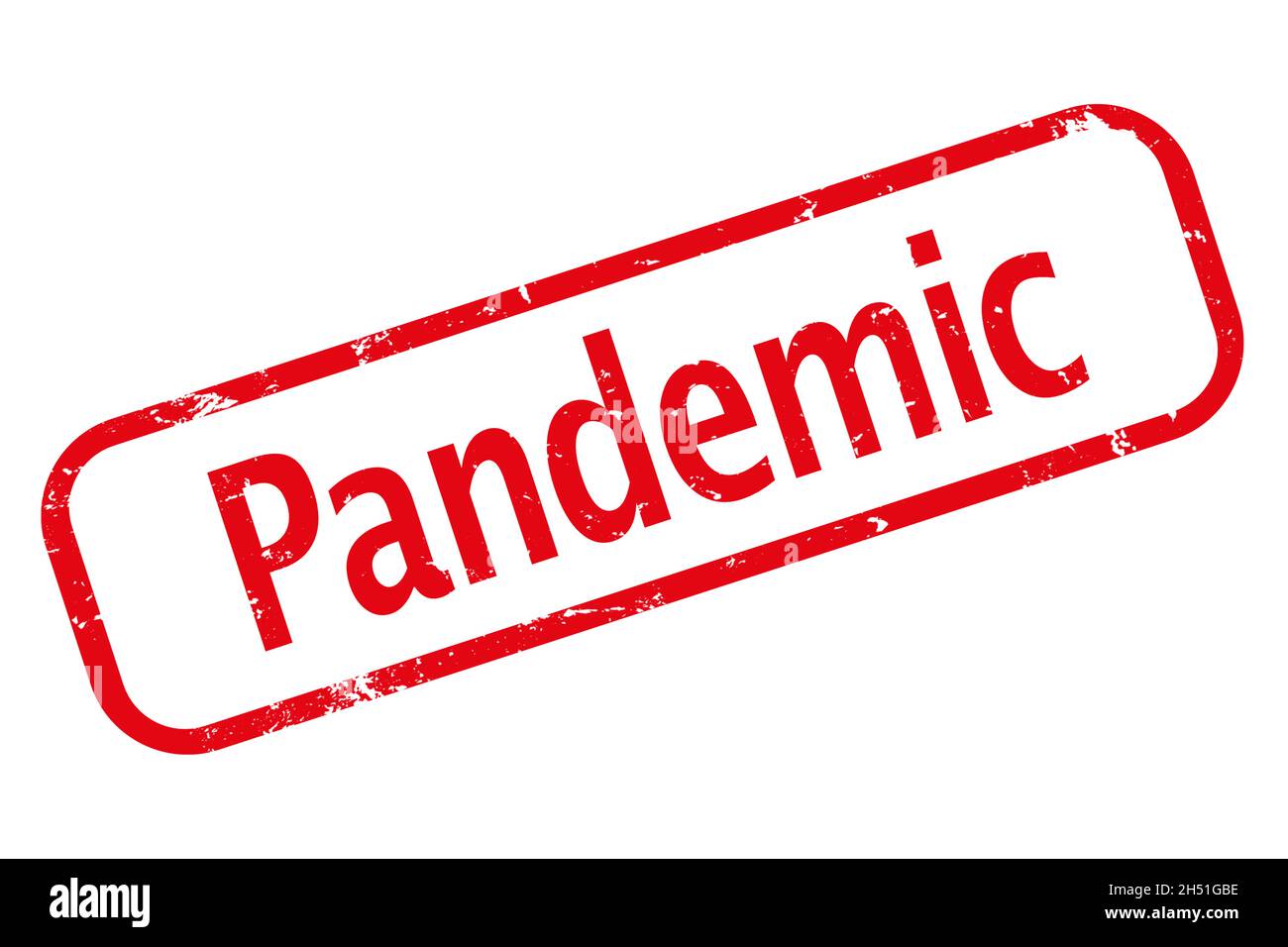 Stamp imprinted with the term Pandemic Stock Photo