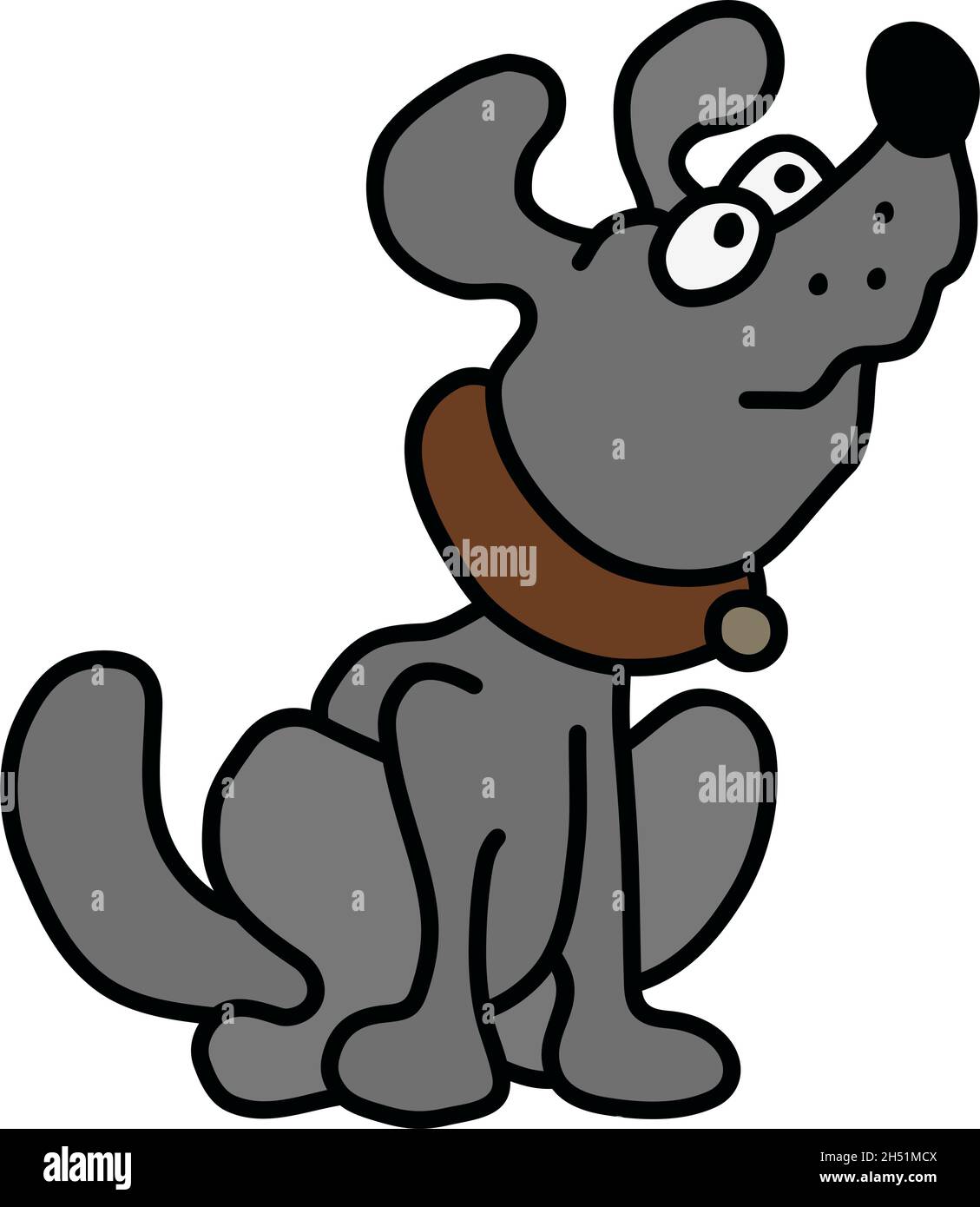 The vectorized hand drawing of a funny gray dog Stock Vector Image